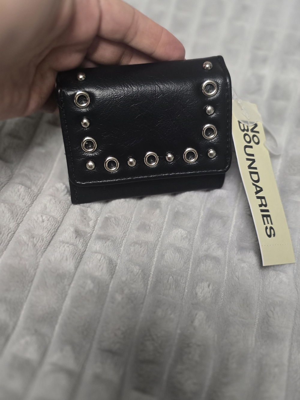 No Boundaries Black Studded Mini Wallet